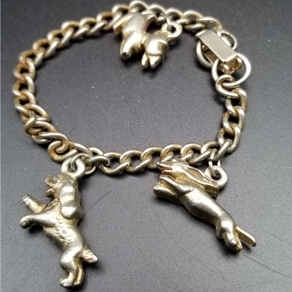 Puppies at play dog lover charm bracelet memorial gift pet lover. B420